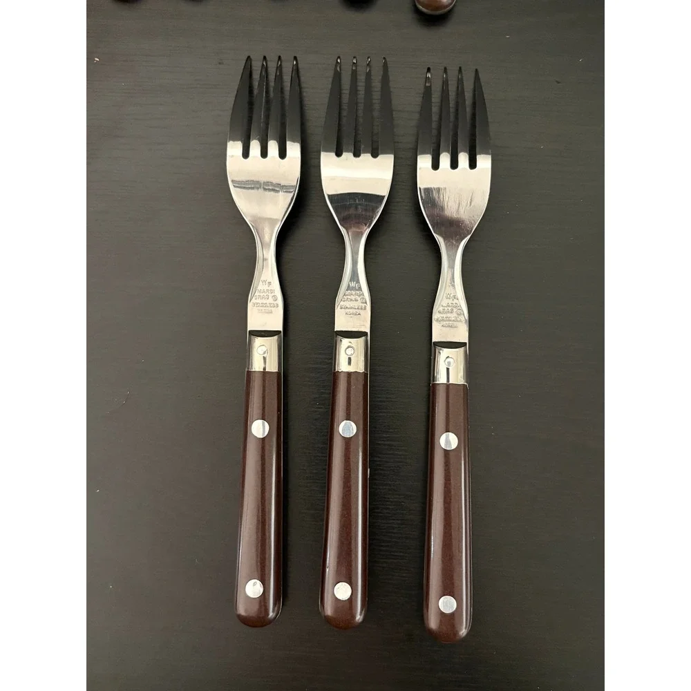 Washington Forge Mardi Gras Flatware 13pc Stainless Brown Riveted Korea Vintage